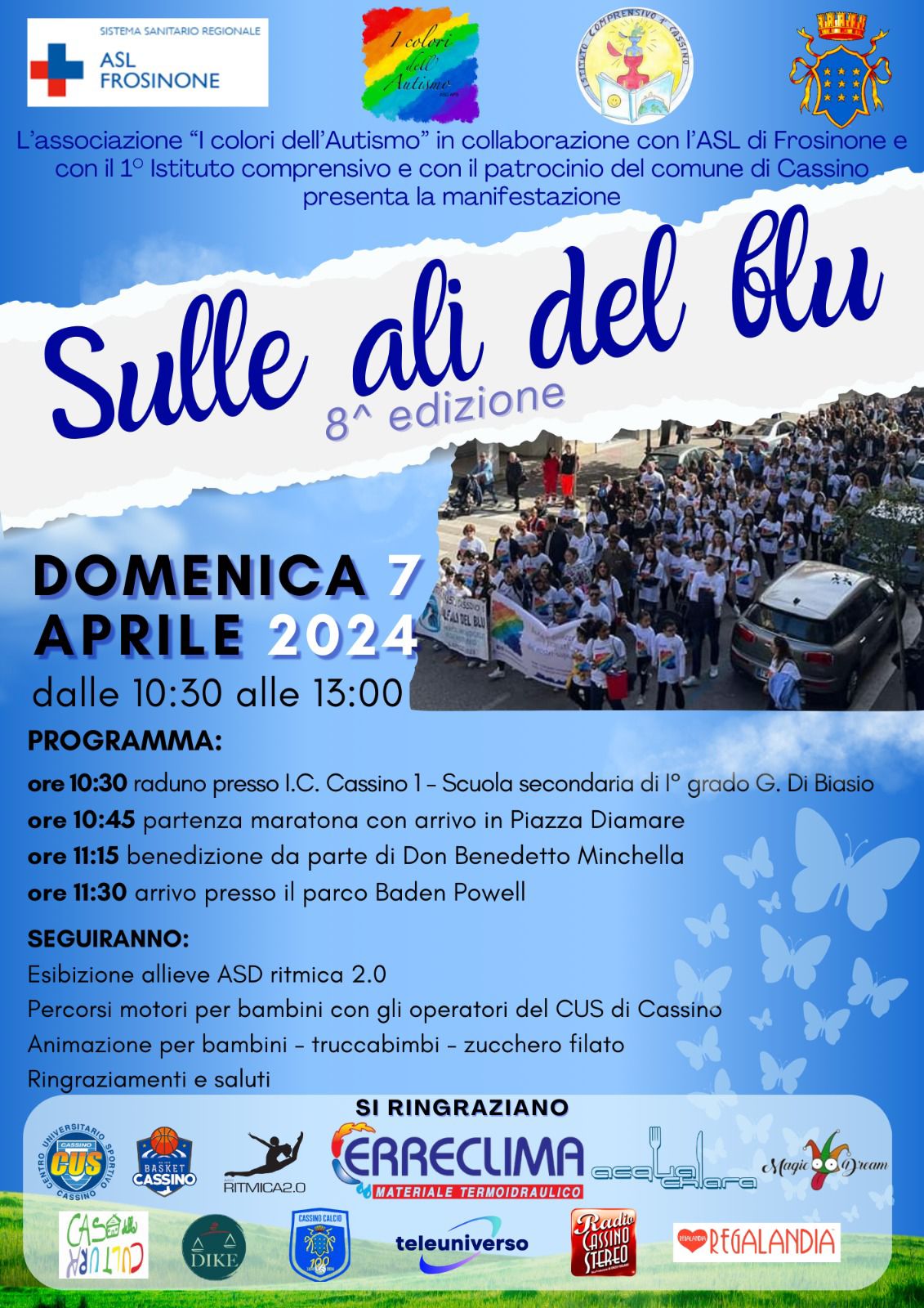 “Sulle ali del blu” domani tutti in piazza per la maratona non competitiva organizzata dall’ASS.” I colori dell’Autismo”